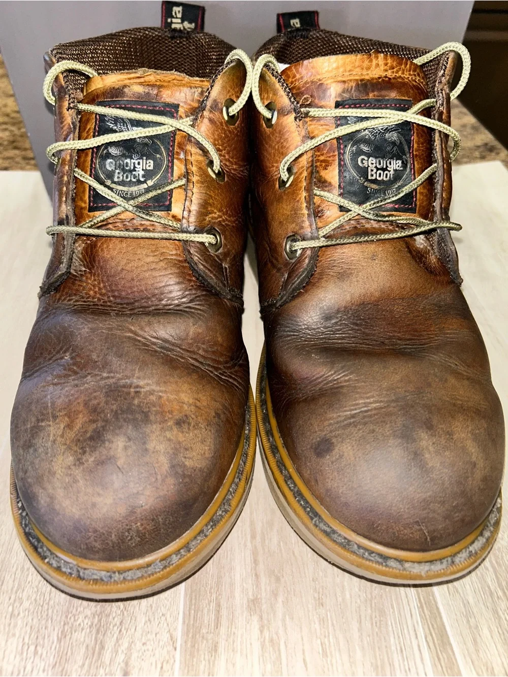 Georgia Men's GB1222 Wedge Chukka Work Hunting Soft Toe Boots Leather Size 8.5